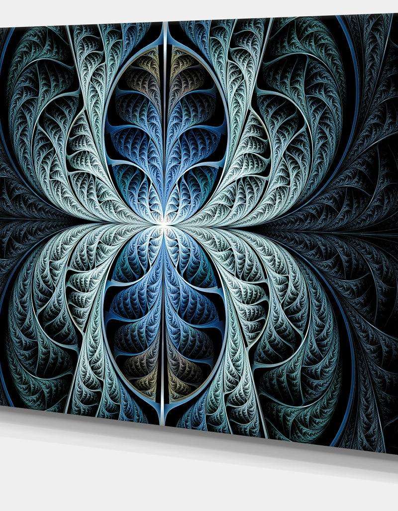 DesignQ Glowing Blue Fabulous Fractal Art - Large Wall Art On Canvas
