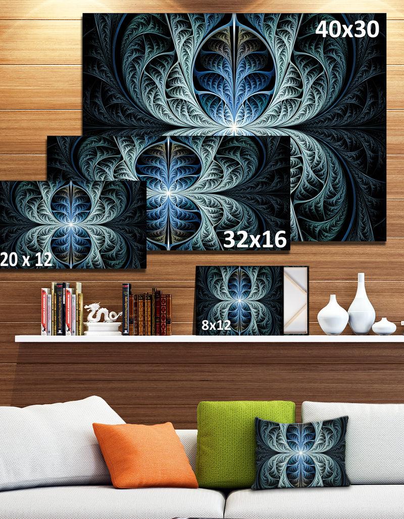 DesignQ Glowing Blue Fabulous Fractal Art - Large Wall Art On Canvas