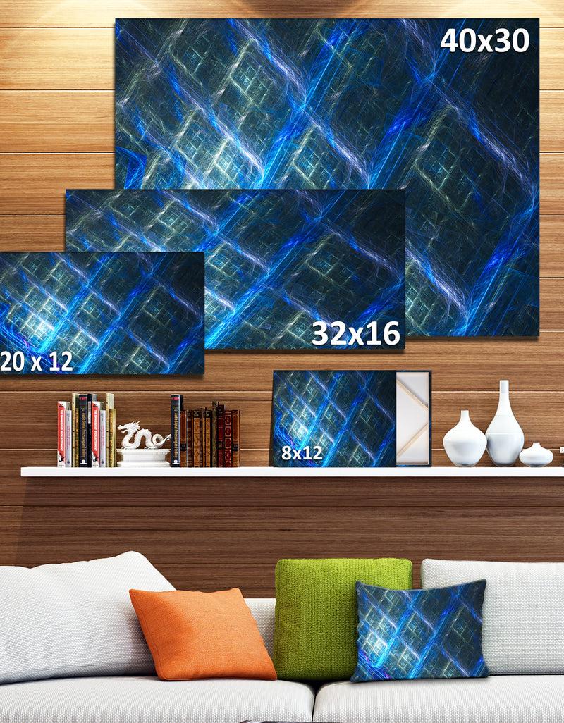 DesignQ Glowing Blue Fractal Grill - Extra Large Abstract Art On Canvas