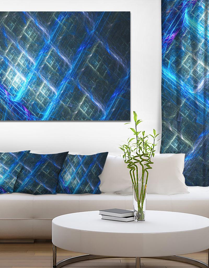 DesignQ Glowing Blue Fractal Grill - Extra Large Abstract Art on Canvas