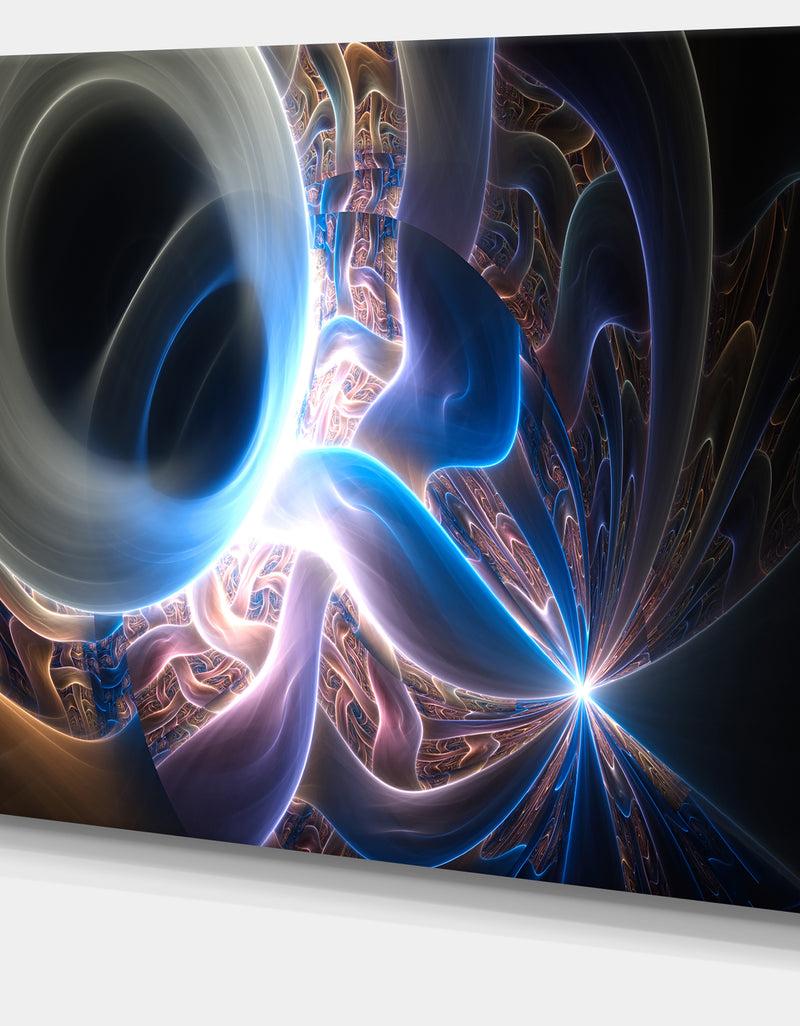 DesignQ Glowing Blue Silver Plasma - Abstract Wall Art Canvas