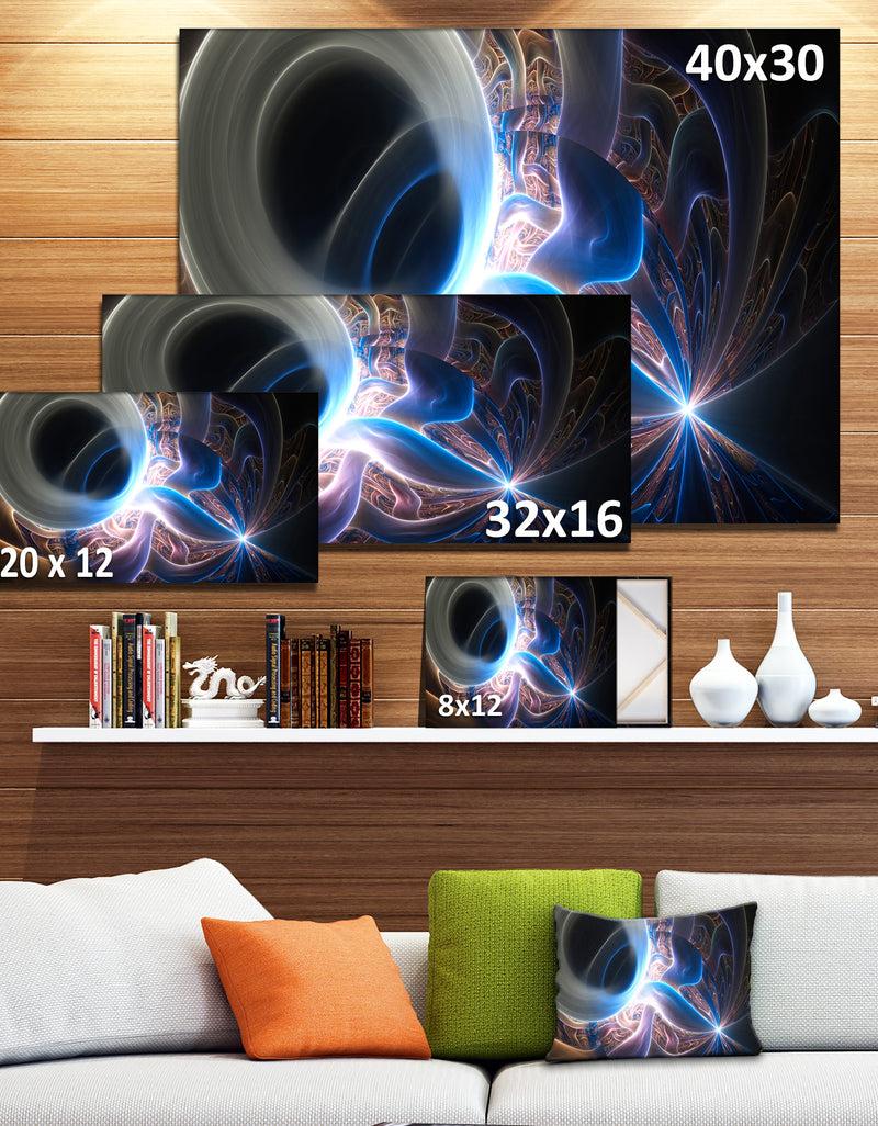 DesignQ Glowing Blue Silver Plasma - Abstract Wall Art Canvas