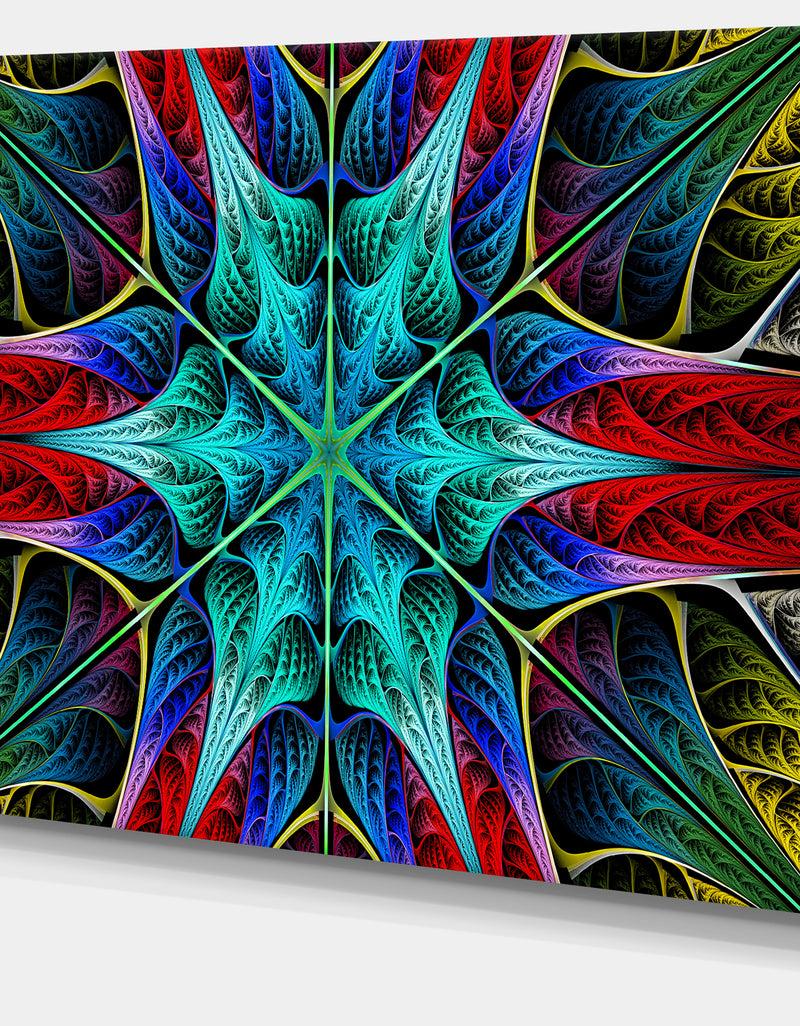 DesignQ Glowing Fractal Flower Layers - Abstract Wall Art On Canvas