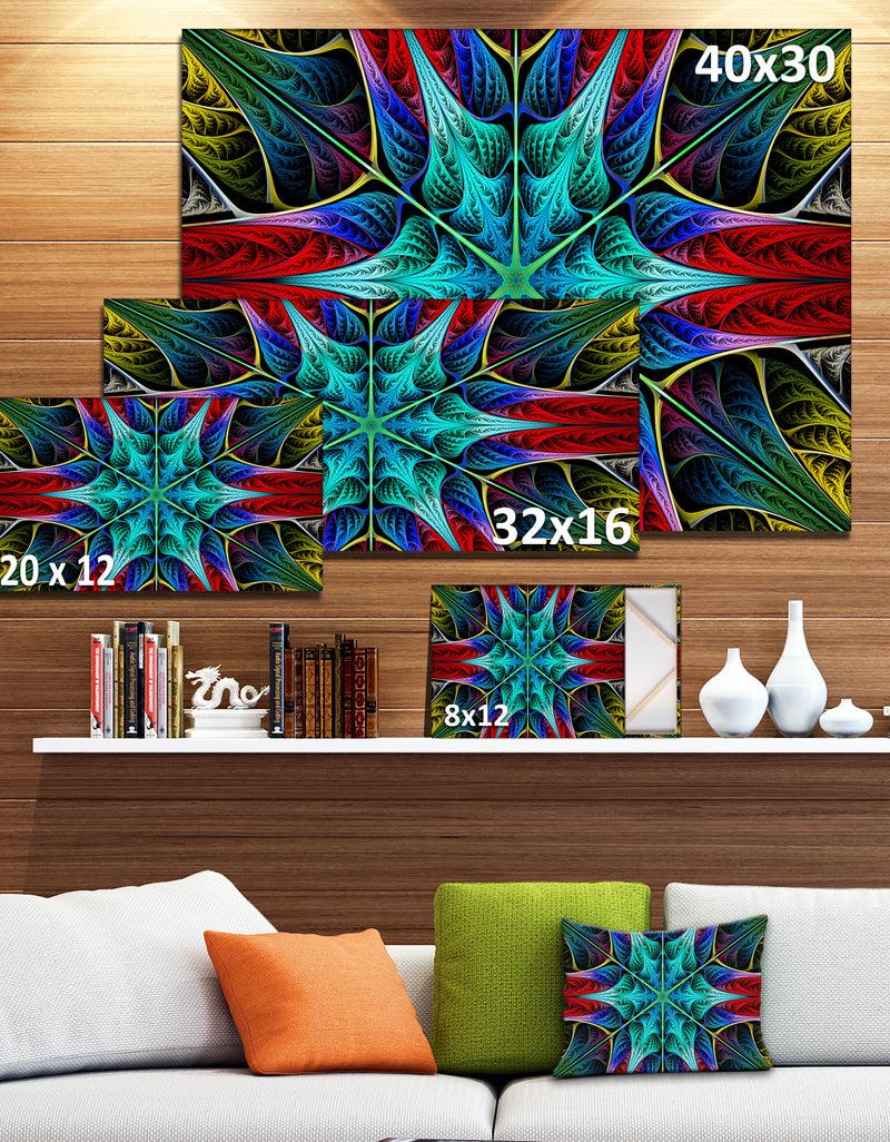 DesignQ Glowing Fractal Flower Layers - Abstract Wall Art On Canvas