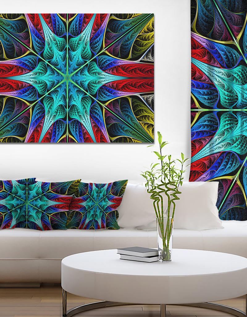 DesignQ Glowing Fractal Flower Layers - Abstract Wall Art on Canvas