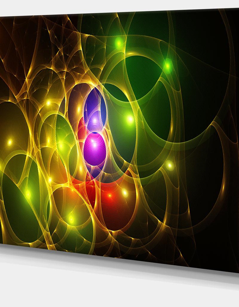 DesignQ Glowing Fractal Underwater World - Extra Large Abstract Canvas Art Print Canvas