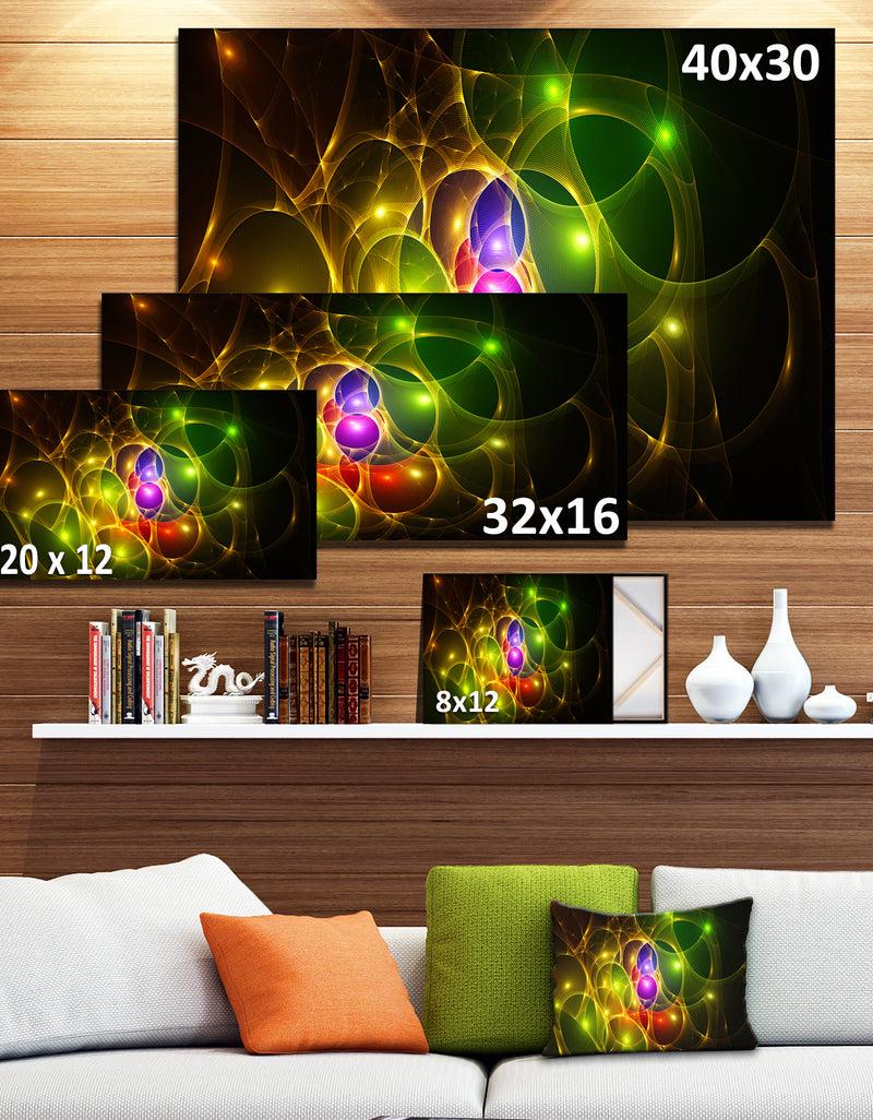 DesignQ Glowing Fractal Underwater World - Extra Large Abstract Canvas Art Print Canvas