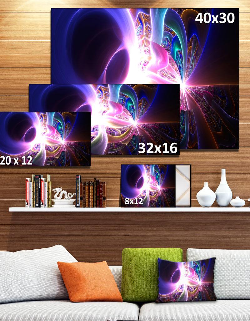 DesignQ Glowing Purple Design On Black - Abstract Wall Art Canvas