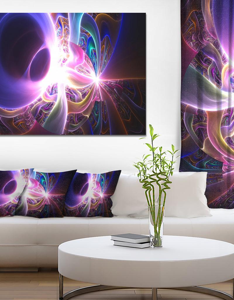 DesignQ Glowing Purple Design On Black - Abstract Wall Art Canvas