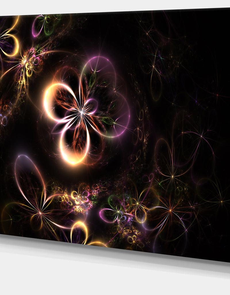 DesignQ Glowing Small Fractal Flowers - Abstract Wall Art Canvas