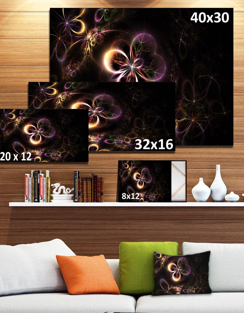 DesignQ Glowing Small Fractal Flowers - Abstract Wall Art Canvas