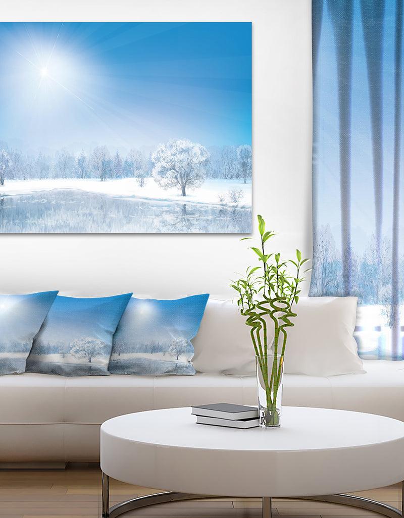 DesignQ Glowing Winter Sun - Landscape Photography Canvas Print