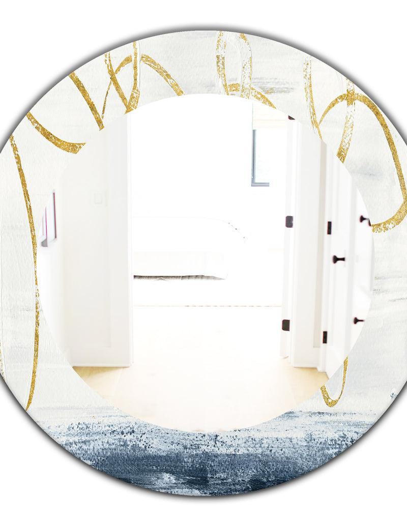 DesignQ Gold Abstract Geometric Shape - Modern Mirror - Oval Or Round Wall Mirror