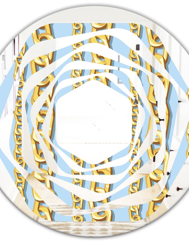 DesignQ Gold Chain Pattern - Modern Round Or Oval Wall Mirror - Whirl