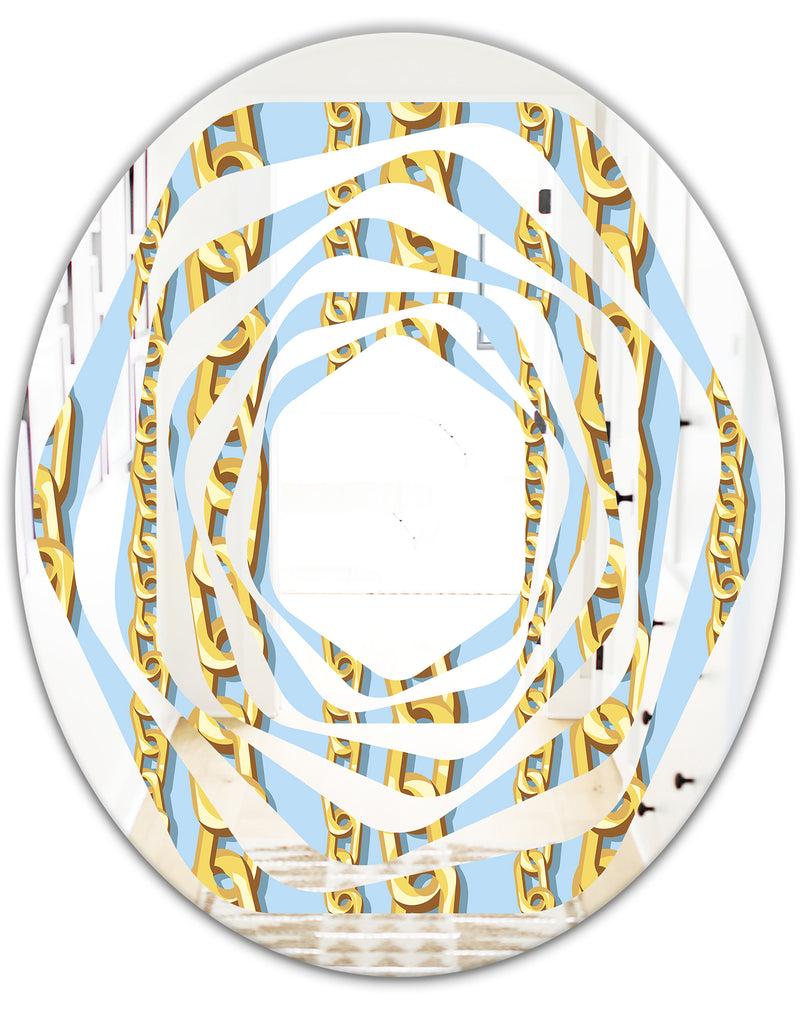 DesignQ Gold Chain Pattern - Modern Round Or Oval Wall Mirror - Whirl