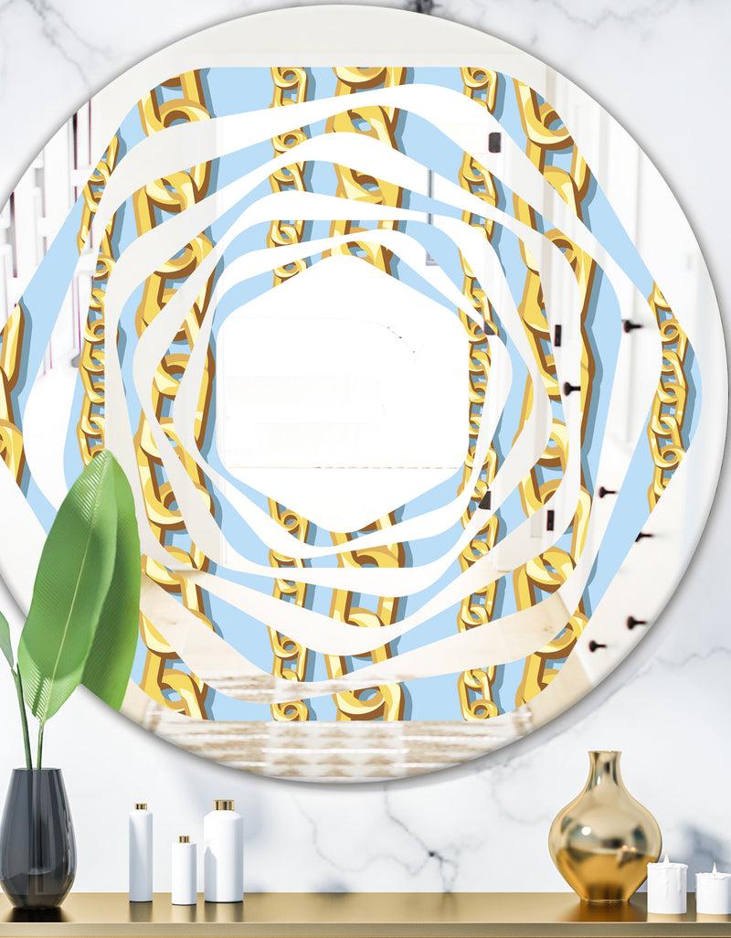 DesignQ Gold Chain Pattern - Modern Round or Oval Wall Mirror - Whirl