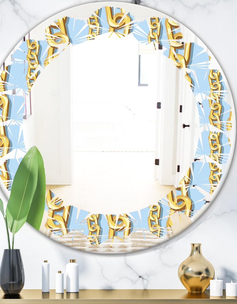 DesignQ Gold Chain Pattern - Modern Round or Oval Wall Mirror - Leaves