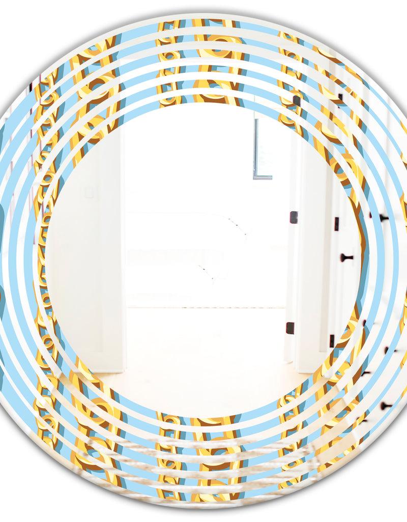 DesignQ Gold Chain Pattern - Modern Round Or Oval Wall Mirror - Wave