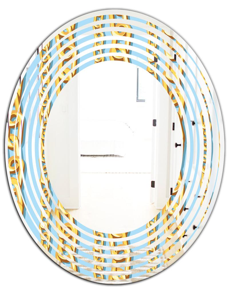 DesignQ Gold Chain Pattern - Modern Round Or Oval Wall Mirror - Wave