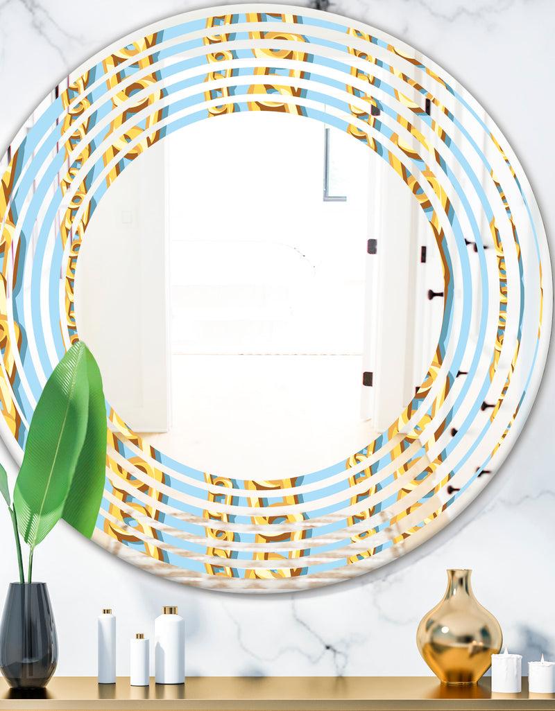DesignQ Gold Chain Pattern - Modern Round or Oval Wall Mirror - Wave
