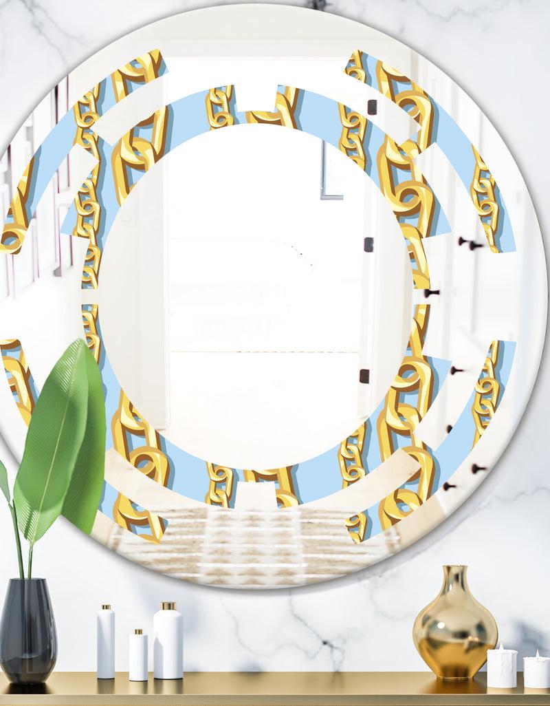 DesignQ Gold Chain Pattern - Modern Round or Oval Wall Mirror - Space