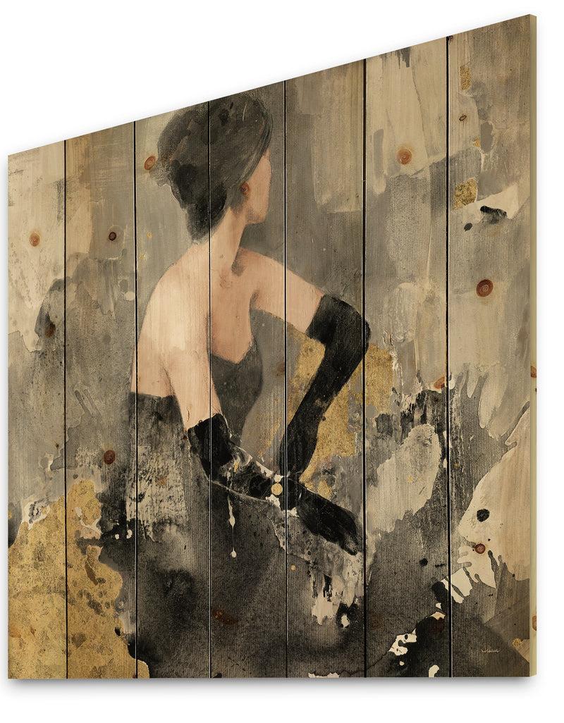 DesignQ Gold Fashion Dance - Traditional Print On Natural Pine Wood