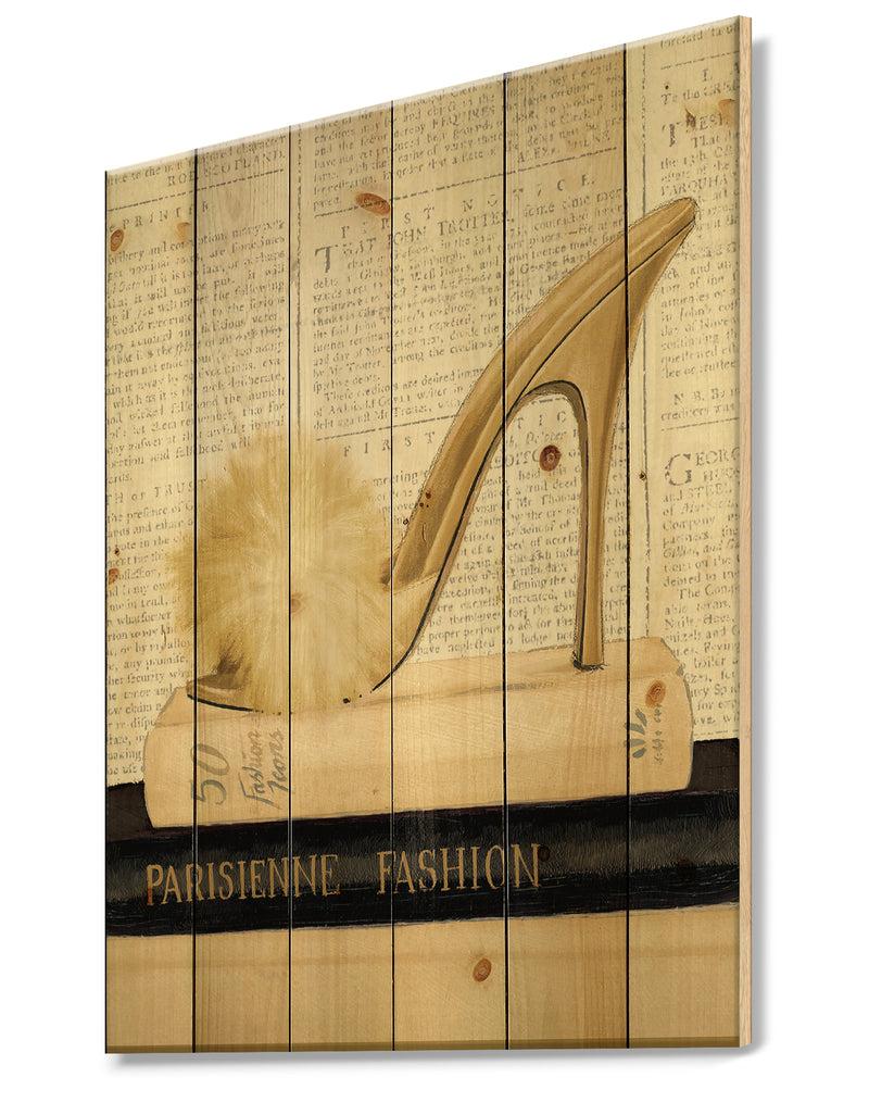 DesignQ Gold Fashion High Hells II - Posh & Luxe Print On Natural Pine Wood