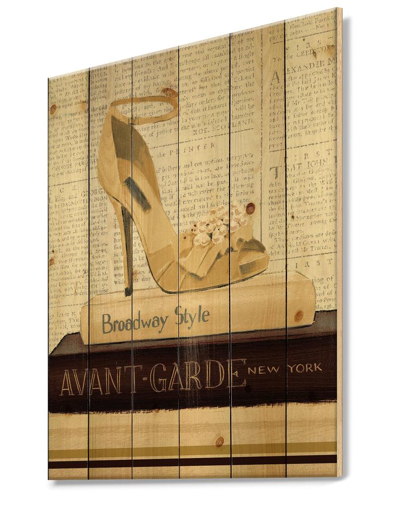 DesignQ Gold Fashion High Hells III - Posh & Luxe Print On Natural Pine Wood