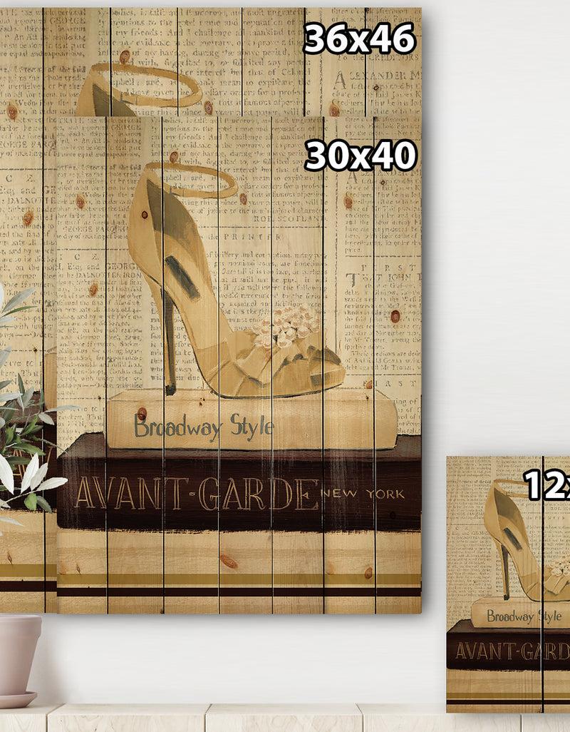 DesignQ Gold Fashion High Hells III - Posh & Luxe Print On Natural Pine Wood