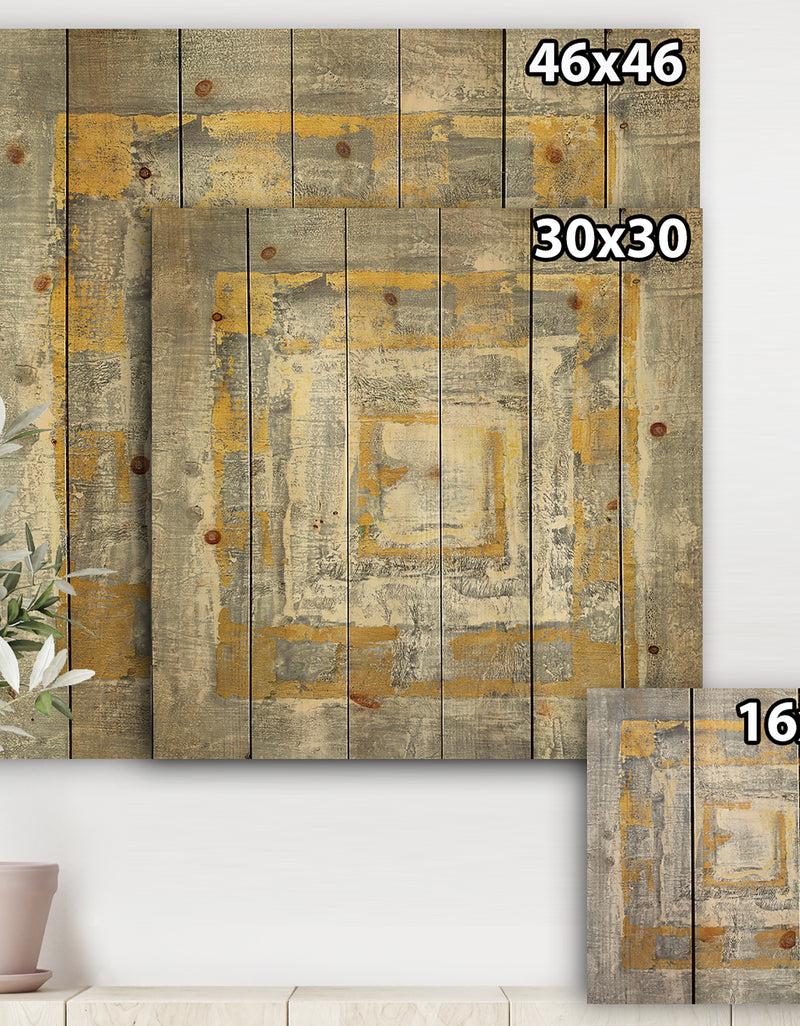 DesignQ Gold Glam On Grey Tapestry I - Transitional Print On Natural Pine Wood