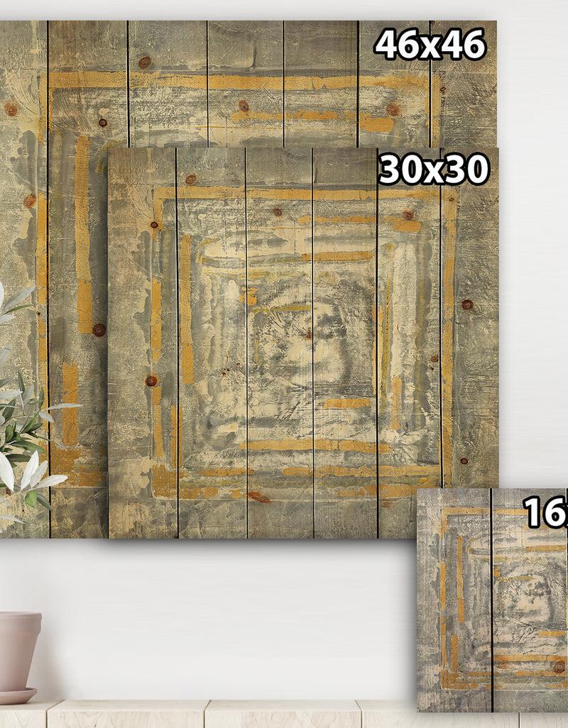 DesignQ Gold Glam On Grey Tapestry II - Transitional Print On Natural Pine Wood