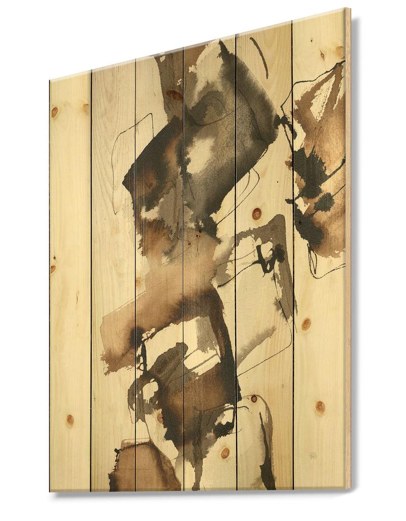 DesignQ Gold Glam Squares II - Modern & Contemporary Print On Natural Pine Wood