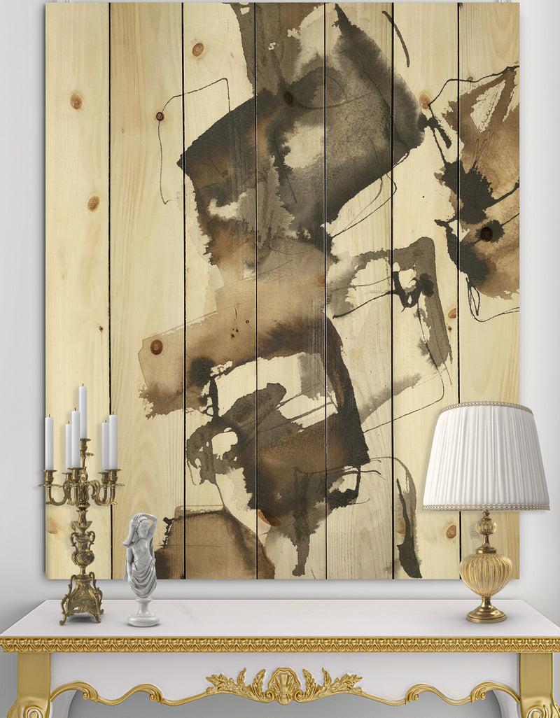 DesignQ Gold Glam Squares II - Modern & Contemporary Print on Natural Pine Wood