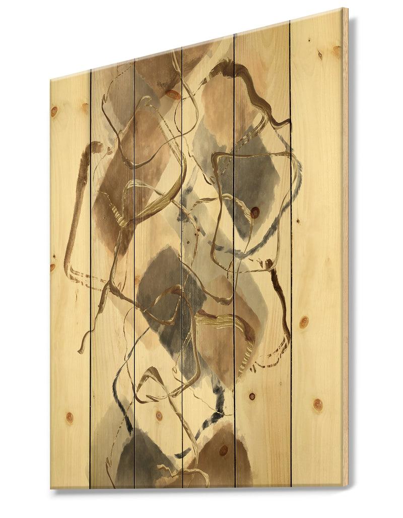 DesignQ Gold Glam Squares III - Modern & Contemporary Print On Natural Pine Wood