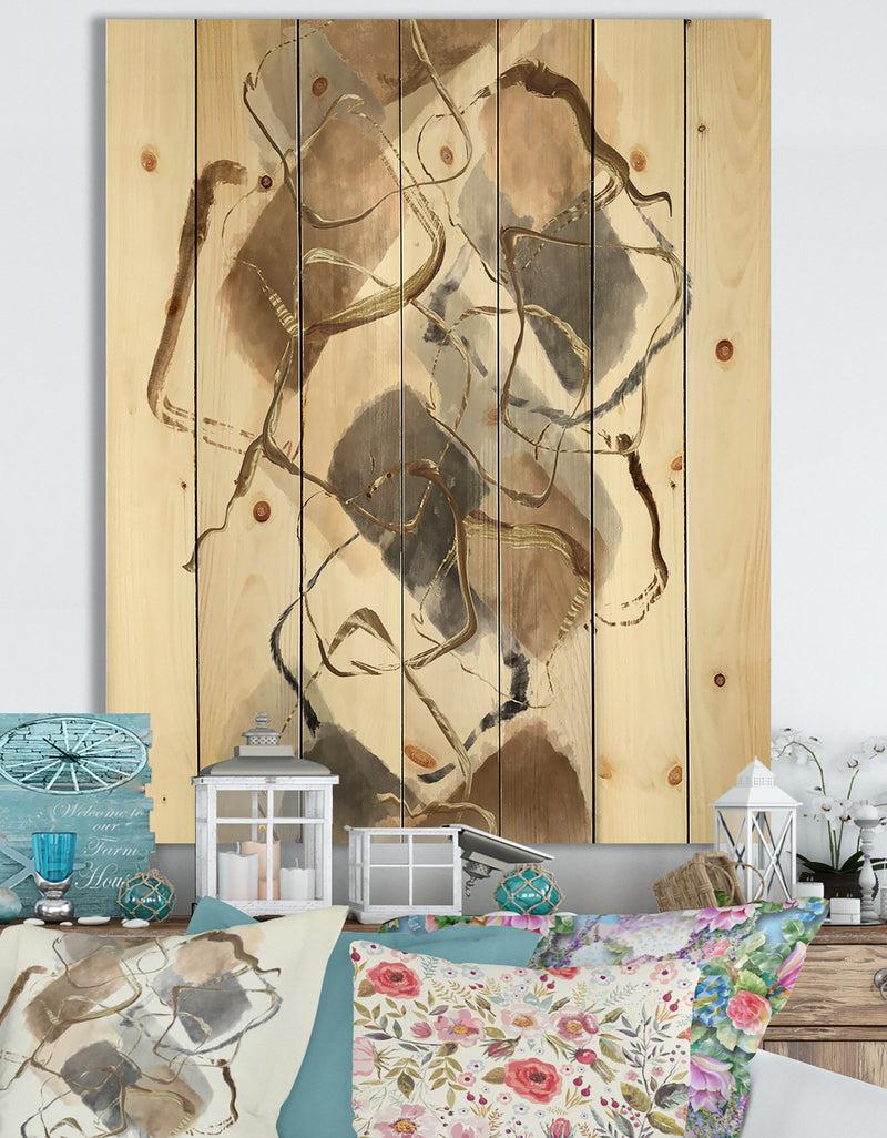 DesignQ Gold Glam Squares III - Modern & Contemporary Print on Natural Pine Wood