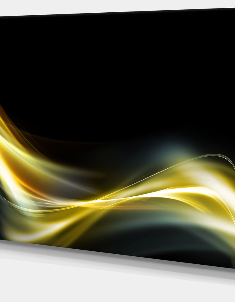 DesignQ Gold In Black Upward Lines - Abstract Digital Art Canvas Print
