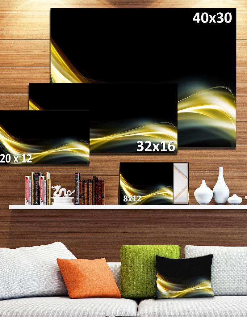 DesignQ Gold In Black Upward Lines - Abstract Digital Art Canvas Print