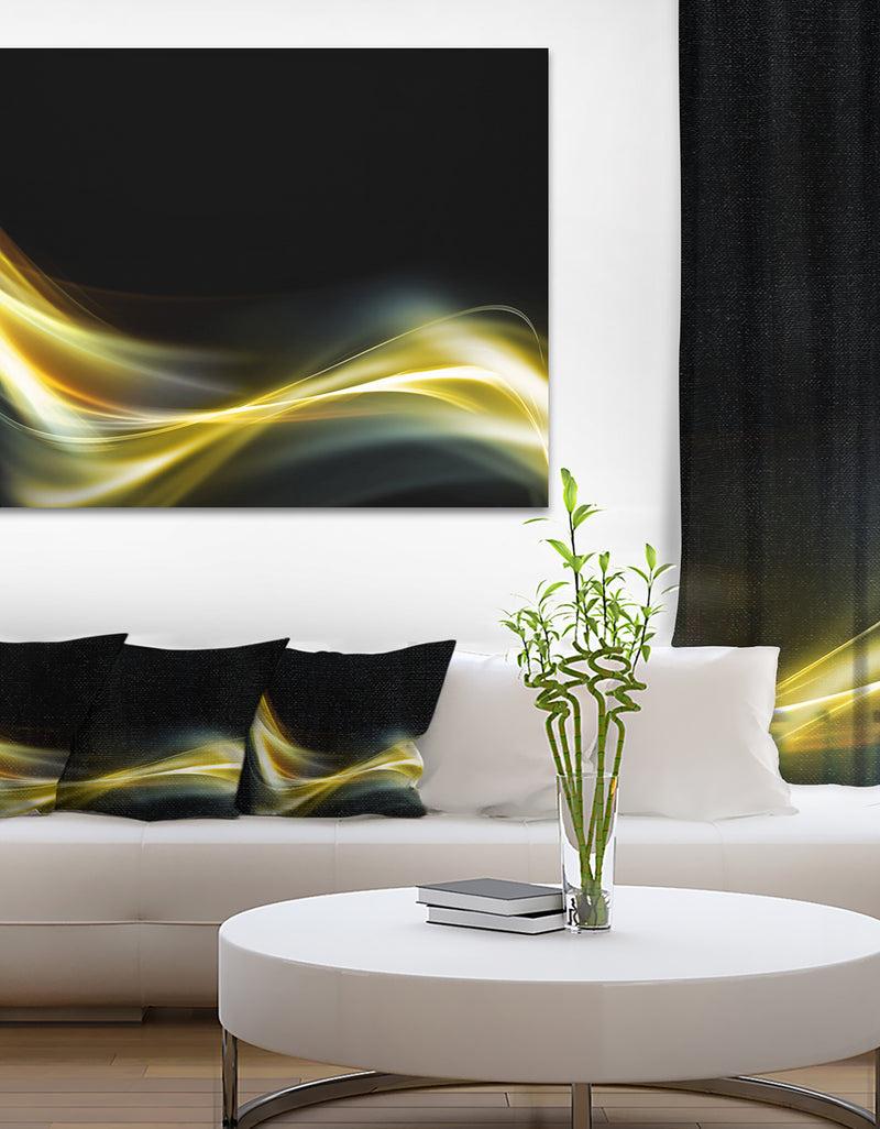 DesignQ Gold in Black Upward Lines - Abstract Digital Art Canvas Print