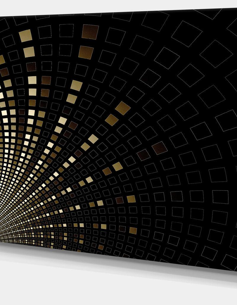 DesignQ Gold Square Pixel Mosaic On Black - Extra Large Abstract Canvas Art Print