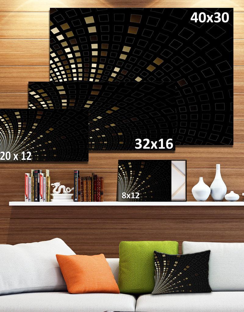 DesignQ Gold Square Pixel Mosaic On Black - Extra Large Abstract Canvas Art Print