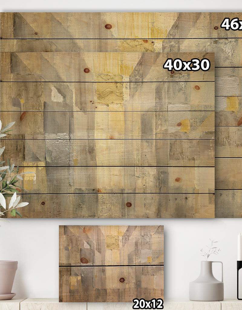 DesignQ Gold Square Watercolor - Glam Print On Natural Pine Wood