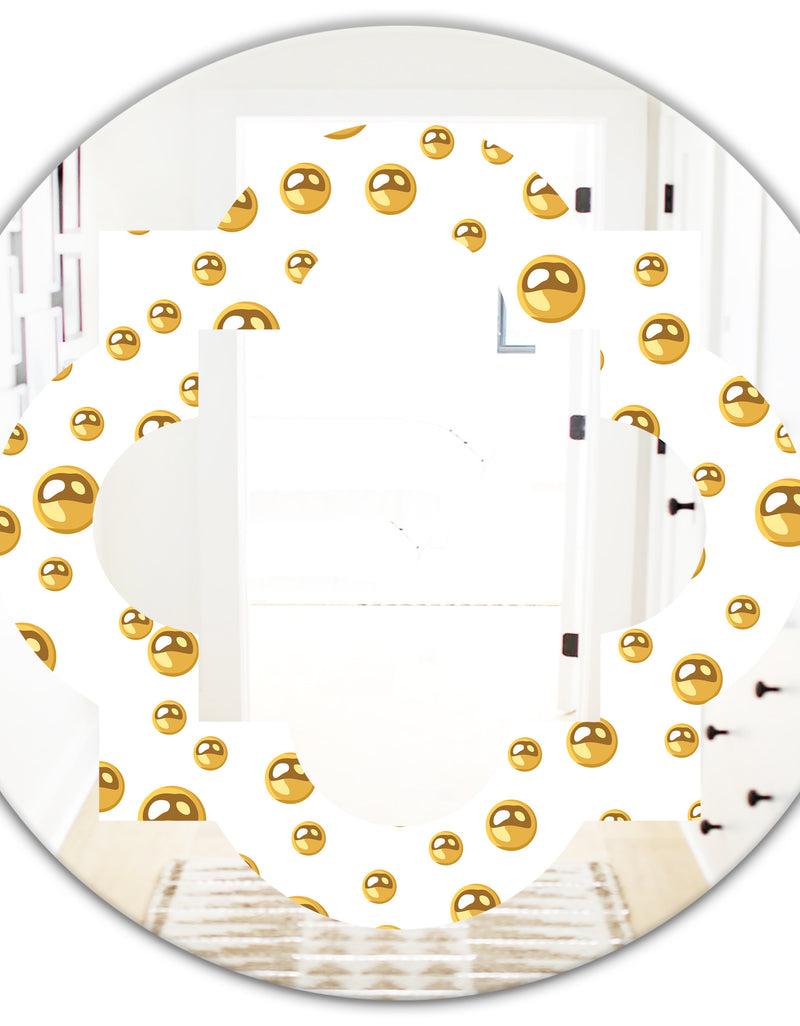 DesignQ Golden Circular Pattern II - Modern Round Or Oval Wall Mirror - Quatrefoil