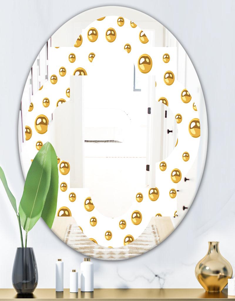 DesignQ Golden Circular Pattern II - Modern Round Or Oval Wall Mirror - Quatrefoil