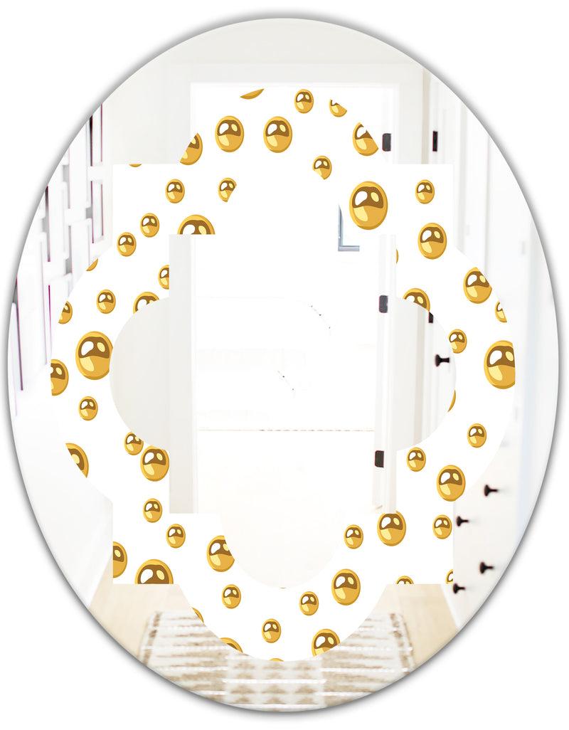 DesignQ Golden Circular Pattern II - Modern Round Or Oval Wall Mirror - Quatrefoil
