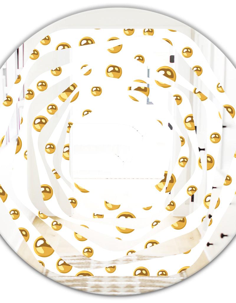 DesignQ Golden Circular Pattern II - Modern Round Or Oval Wall Mirror - Whirl
