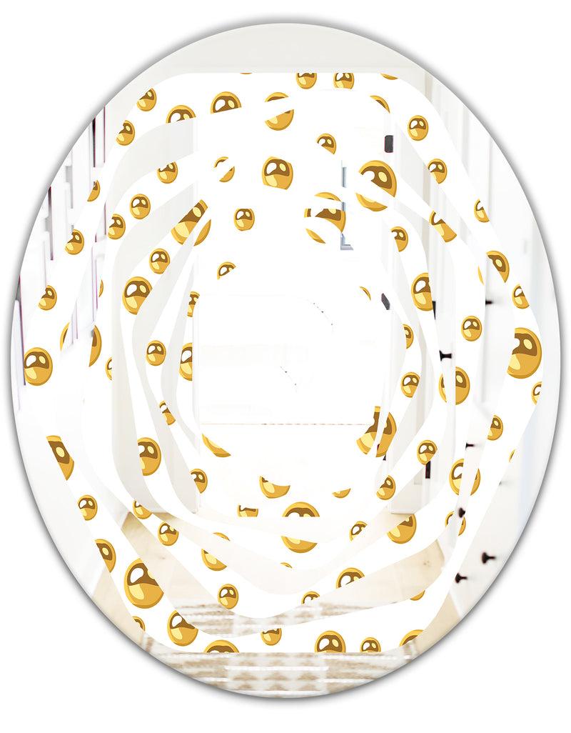 DesignQ Golden Circular Pattern II - Modern Round Or Oval Wall Mirror - Whirl