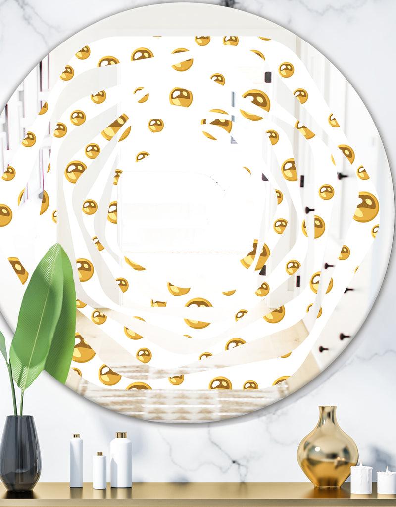 DesignQ Golden Circular Pattern II - Modern Round or Oval Wall Mirror - Whirl