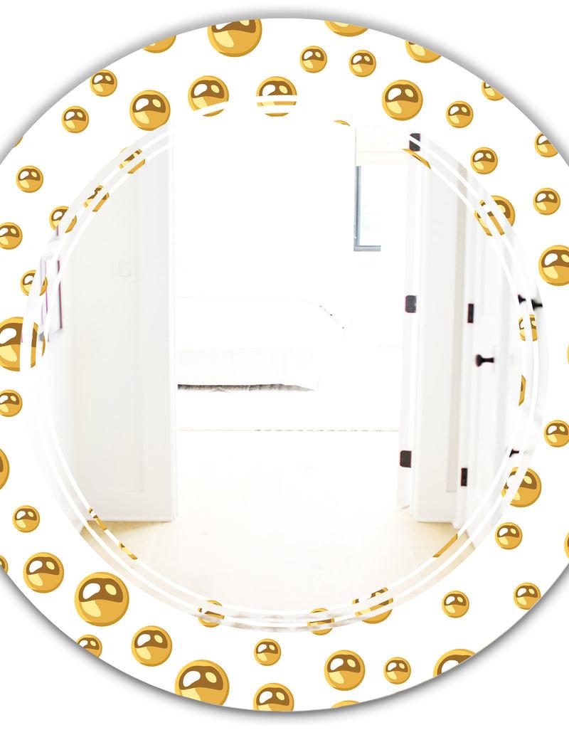 DesignQ Golden Circular Pattern II - Modern Round Or Oval Wall Mirror - Triple C