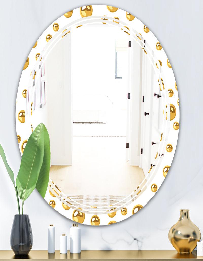 DesignQ Golden Circular Pattern II - Modern Round Or Oval Wall Mirror - Triple C