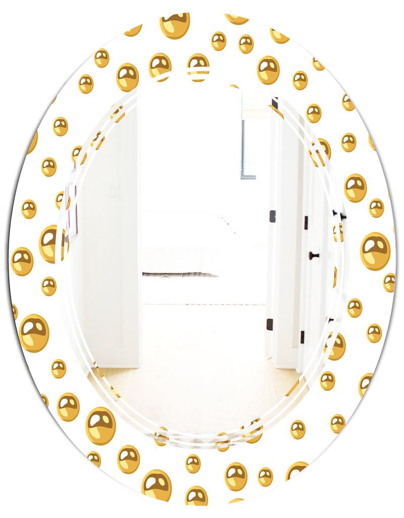 DesignQ Golden Circular Pattern II - Modern Round Or Oval Wall Mirror - Triple C
